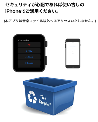 セキュリティが心配であれば使い古しのiPhoneでご活用ください。(本アプリは音楽ファイル以外へはアクセスいたしません。)