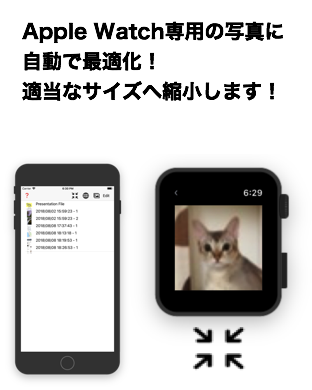Apple Watch専用の写真に自動で最適化!適当なサイズへ縮小します!