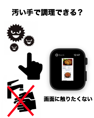 汚い手で調理できる?画面に触りたくない。