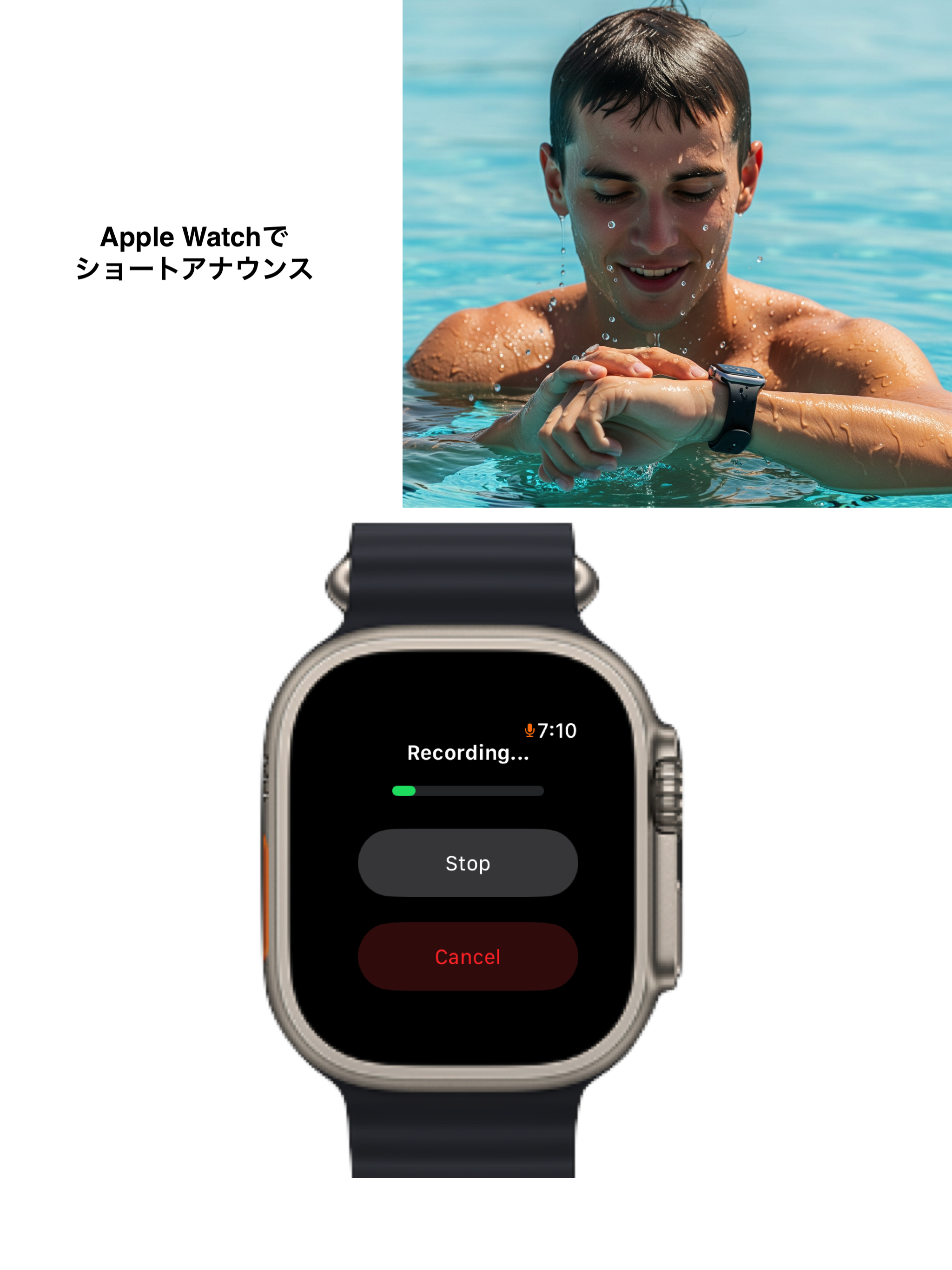 水泳しながらApple Watchでアナウンス