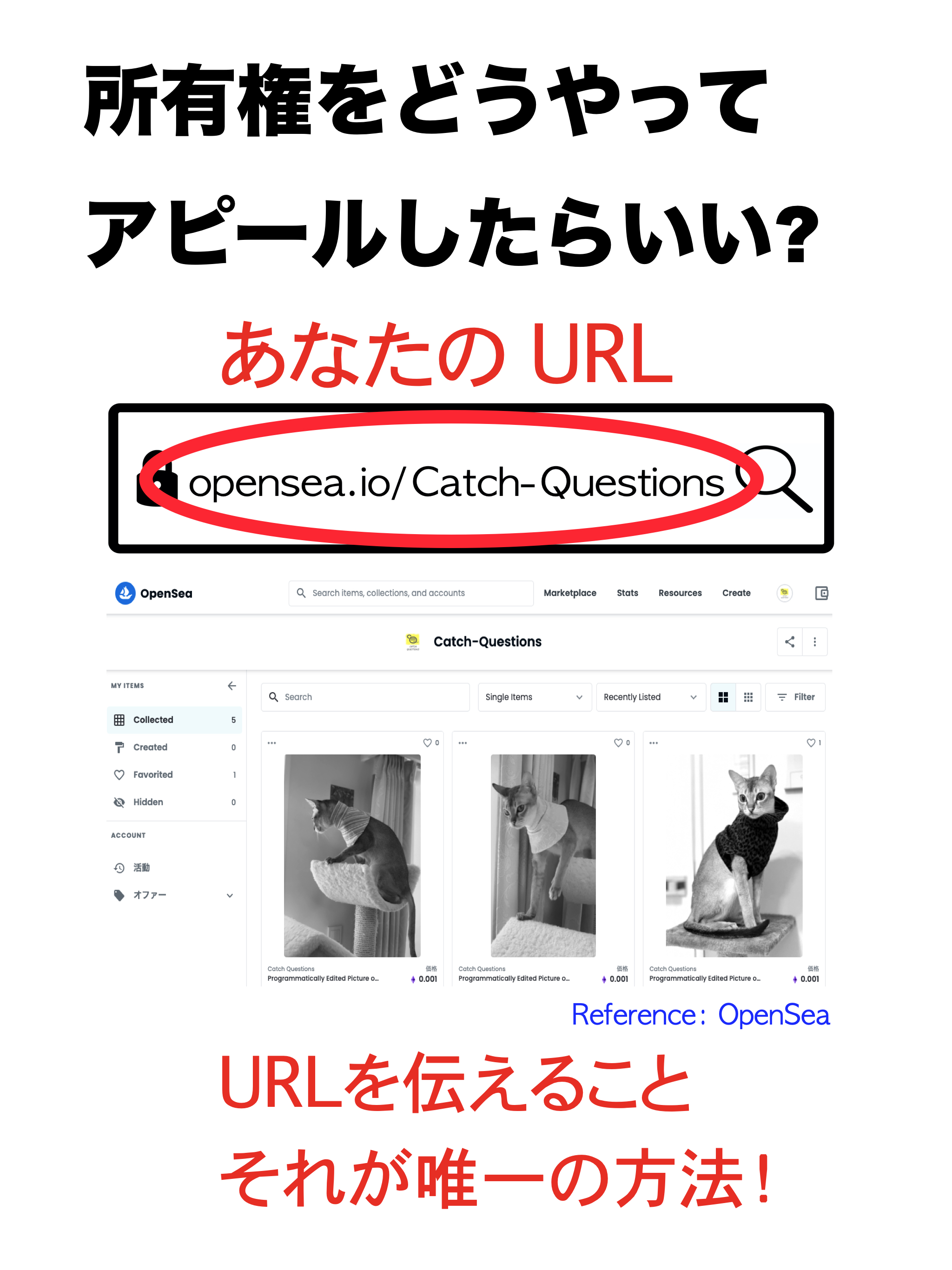 所有権をどうやってアピールしたらいい？あなたのOpenSea URL
